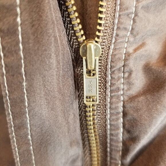 Zenergy by Chico's 100% Silk Lightweight Zip Front Jacket Brown Size Large - Picture 6 of 7